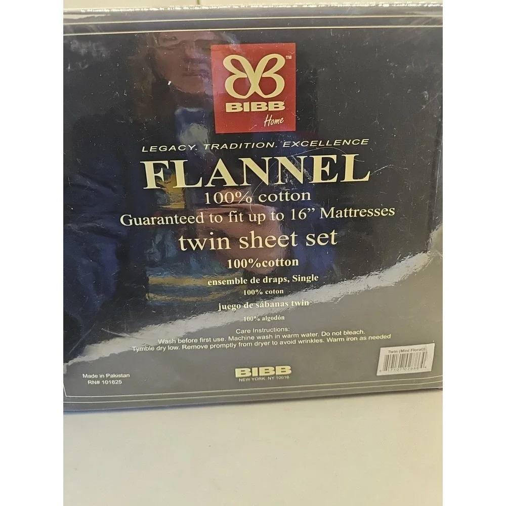 Bibb Home Twin Flannel Sheet Set Cotton 16
